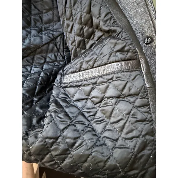 Banana Republic Vintage 1990s Black Leather Jacket Women's Small - Image 8