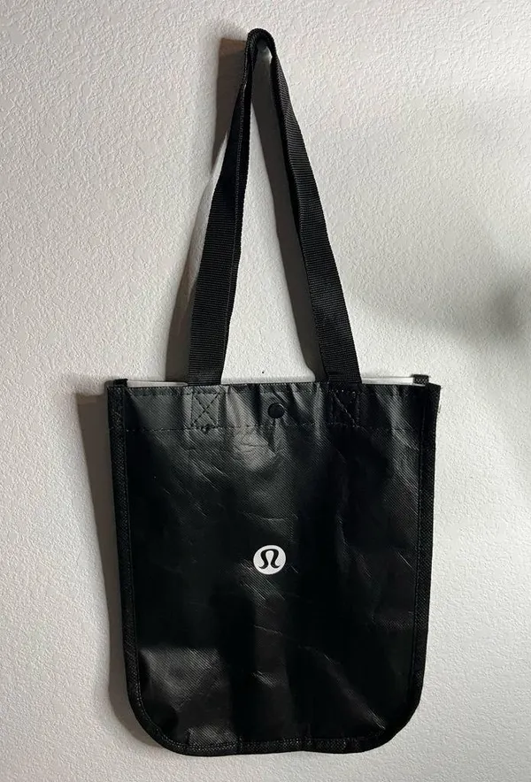 Lululemon Shopping Tote Reusable Bag Black & White Small 11.5" Tall x 9" Wide - Image 3