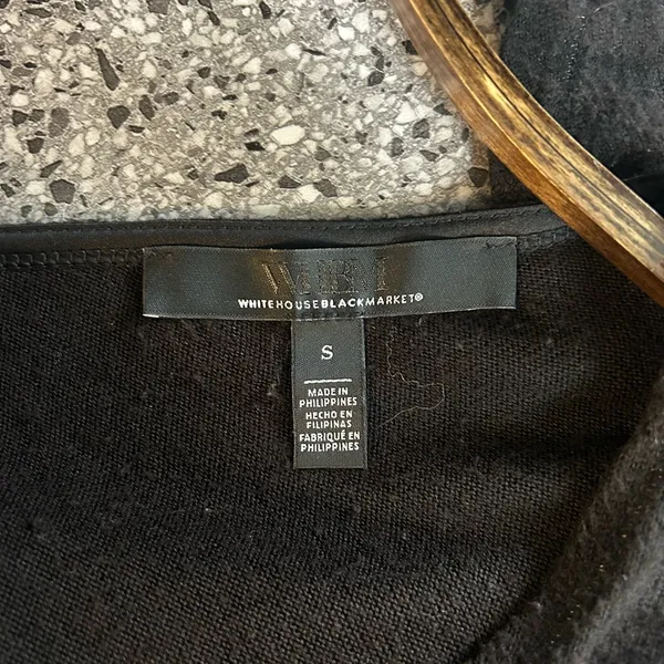 White House Black Market Black V-Neck Long Sleeve Top - Image 3