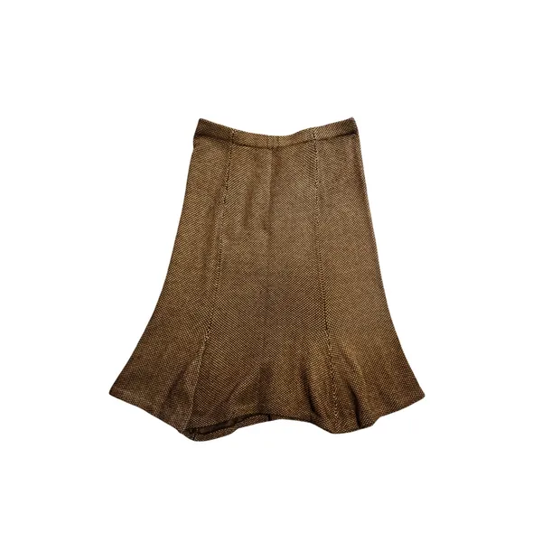 Lauren Ralph Lauren Brown Textured Tweed Knit Midi Skirt Size M Flare Hem - Image 2
