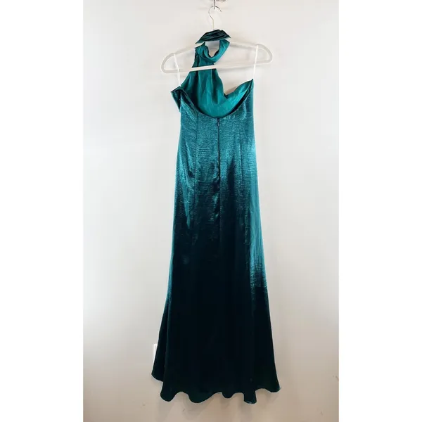 Lovers and Friends Kendall Satin Halter Open Back Sash Maxi Dress Gown Green S - Image 5
