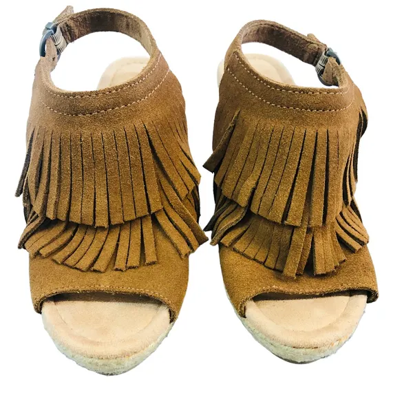 Minnetonka Taupe Espadrille Wedge‎ Ashley Fringe - Image 2