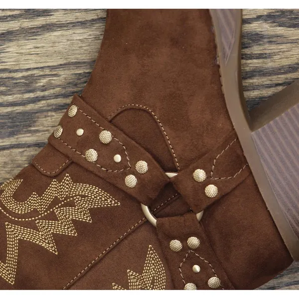 NWT Sun + Stone Womens Norahh Moto Midshaft Bootie Russet Microsuede Brown 8.5M - Image 11