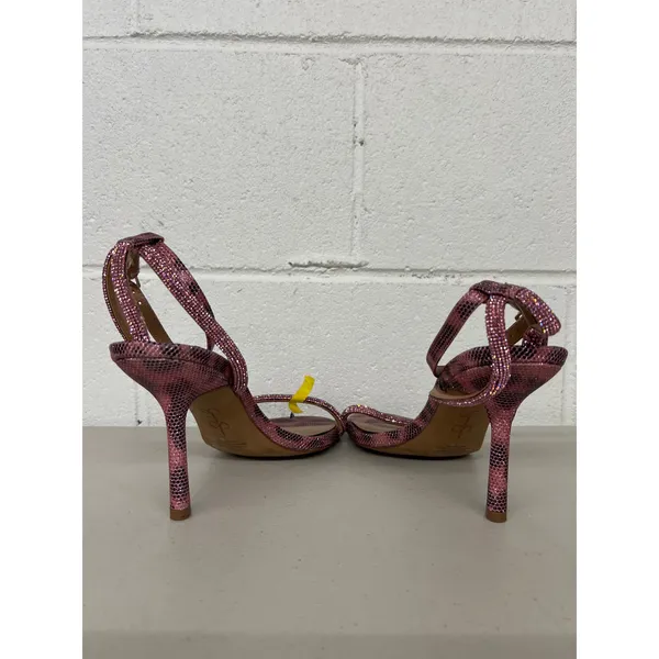 Jessica Simpson sz9 pink jewel rhinestone animal print cheetah heels open toe - Image 5