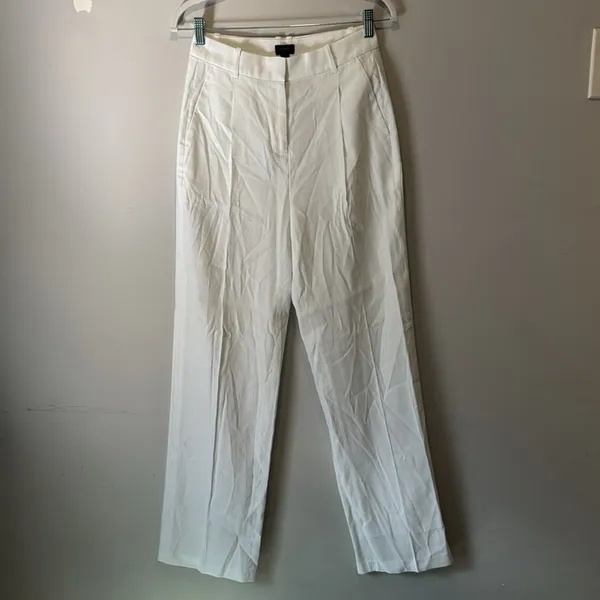 NWT J. Crew Tall linen-blend‎ wide-leg pant Minimalist Summer White Sz 0 BZ323 - Image 2