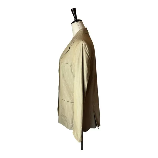 Max Mara Tan Striped Single Breasted 3 Button Lightweight Blazer Size 10‎ - Image 5