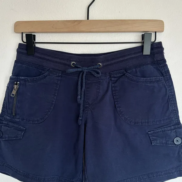 Vintage Y2K Unionbay 100% Cotton Cargo Shorts S Low Rise Navy Utility Gorpcore - Image 2