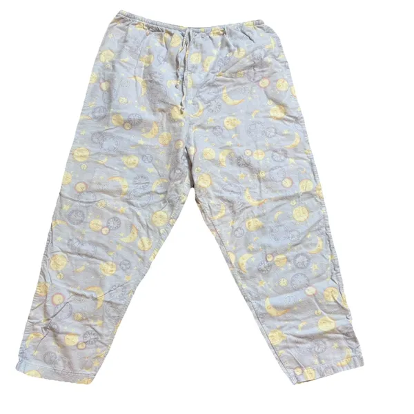 Lanz Of Salzburg Celestial Moon and Stars Flannel Pajama Set‎ Blue Large 2 Piece - Image 8