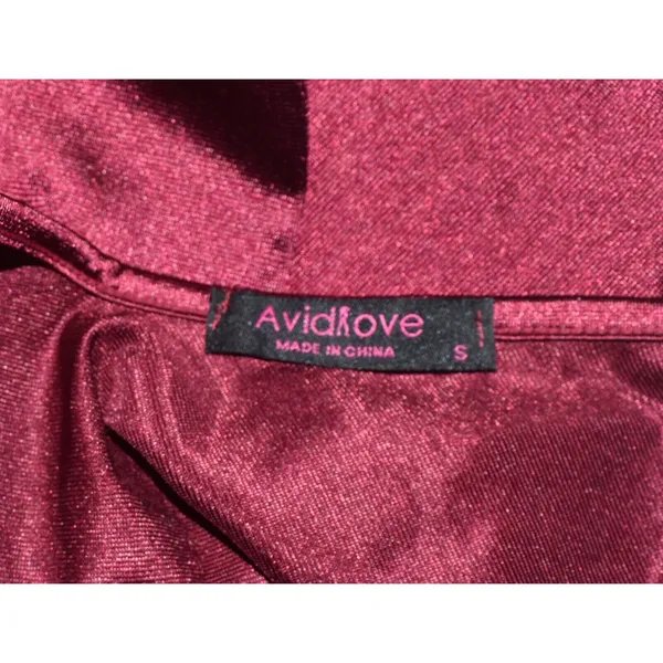 Avid Love Sz S One Piece Burgundy Bodysuit Black Lace Trim - Image 3