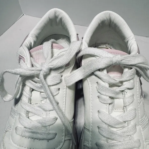 VINTAGE HAVANA Women’s Fashion Sneakers Leather white & Pink Star 7.5 - Image 4