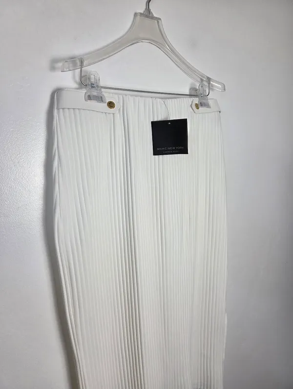 NEW Marc New York White Midi Skirt Pleated Formal Church Wedding Bridal Medium - Image 9