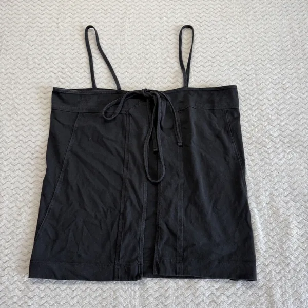 We The Free Free People Black Front Tie Spaghetti Strap Camisole Top Small - Image 2