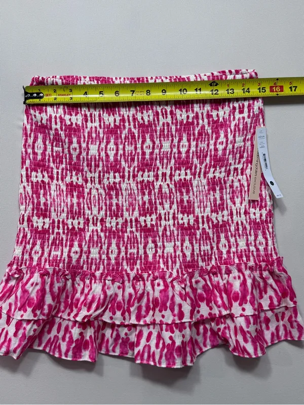 AQUA Womens Smocked Floral Ruffled Elastic Waist Pull On Skirt Sz large NWT - Image 3
