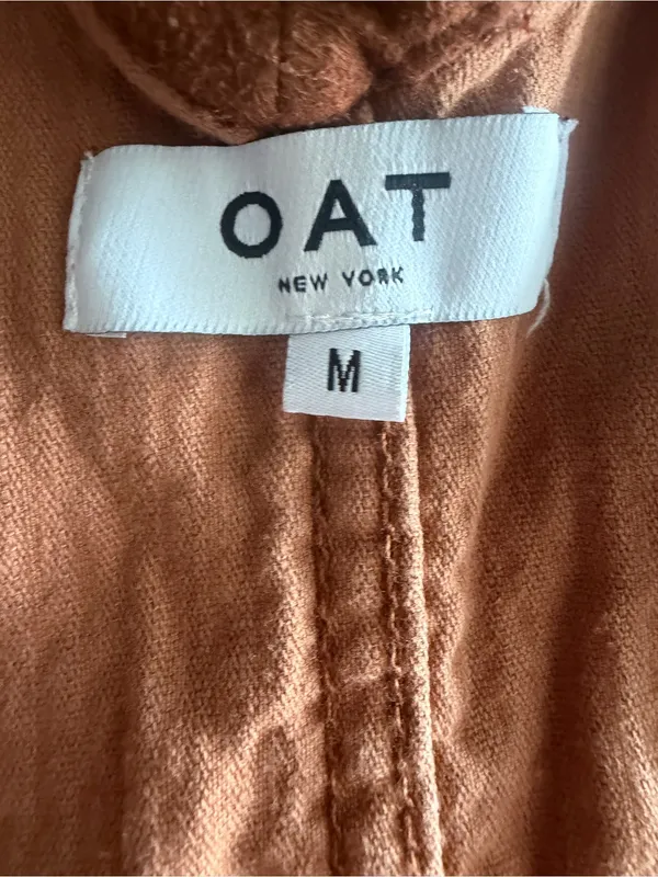 OAT Corduroy Button Front Granola Girl Boho Midi Dress Medium. Tie Wais - Image 7