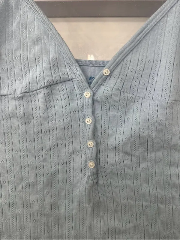 Brandy Melville Light Blue Button Up Camisole Tank Top (Ready To Ship) - Image 2