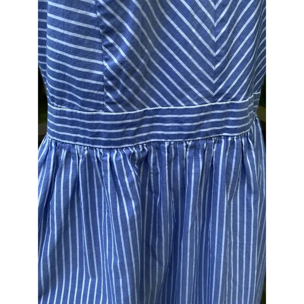 Loft Nautical Coastal Euro Summer Blue White Striped Sleeveless Maxi Dress Size M - Image 12