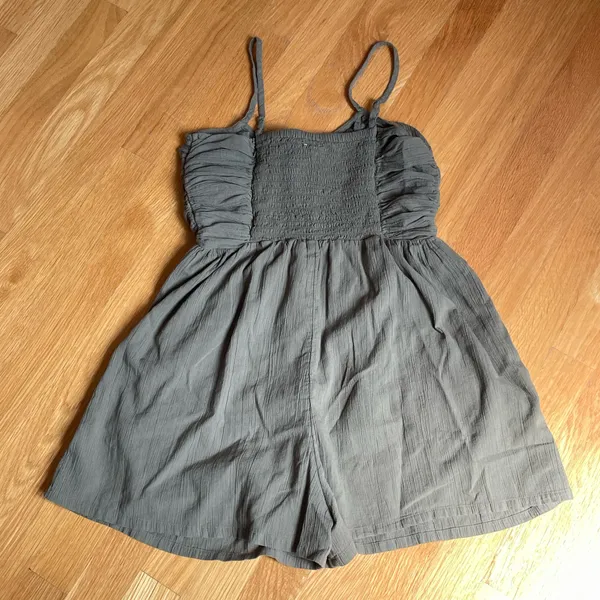 Aerie Olive Green Smocked Romper Women’s Size SP Small Petite Cotton Gauze - Image 4