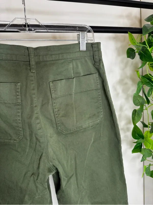J. Crew Green Sailor Slim Wide Leg Chino Pant Cropped size 27T Tall Inseam BY638 - Image 10