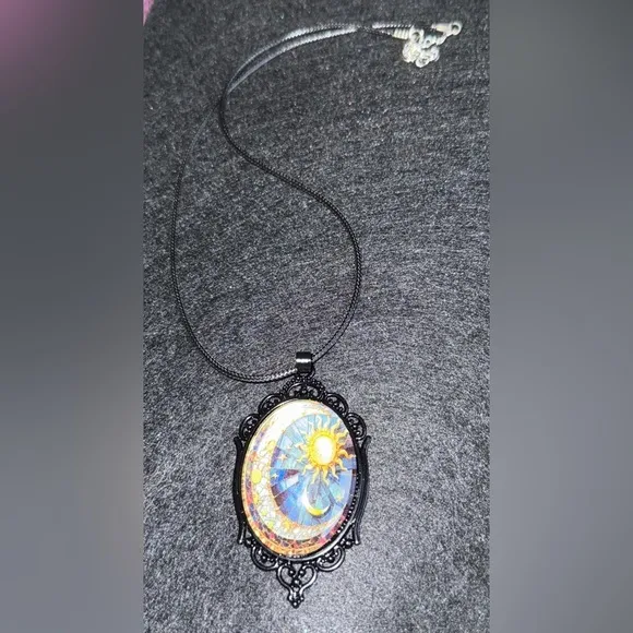 Celestial Pendant Necklace Black - Image 2