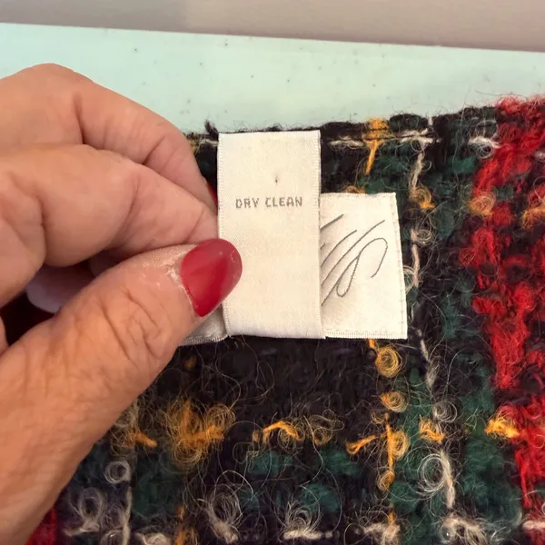 Lord & Taylor Wool Mohair Boucle Plaid Jacket 8 Red Green Gold Blazer Holiday‎ - Image 7