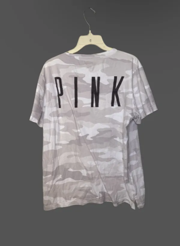 PINK Victoria secret camo campus T shirt Large - Image 2