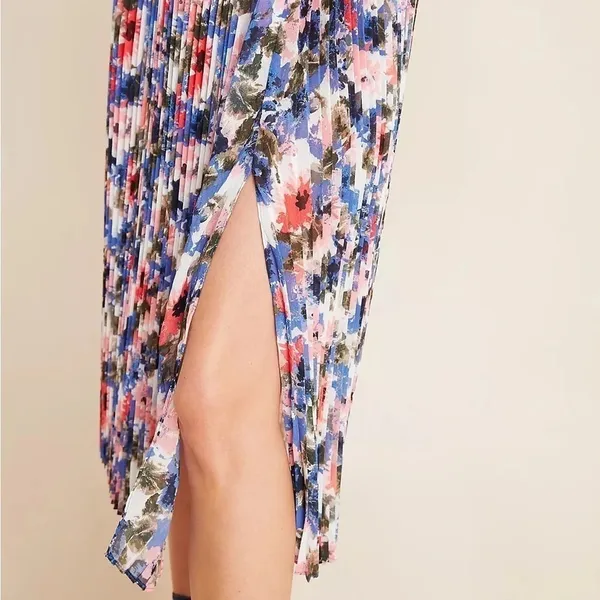MISA LA Meadow Pleated Juliana‎ Midi Dress Long Sleeve Floral - Image 5