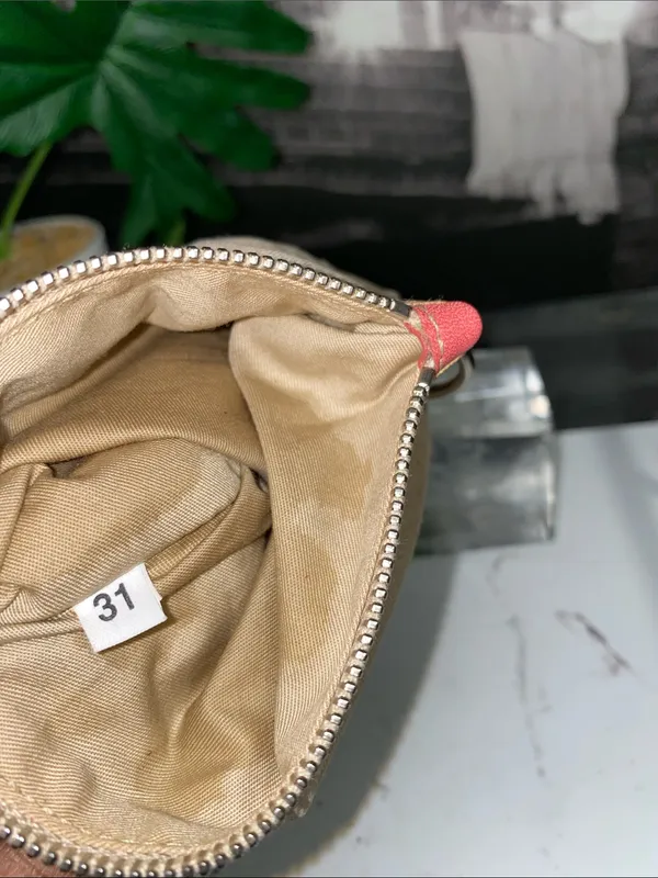 Authentic Miu Miu Beige Linen Pouch with Coral Trim - Image 13