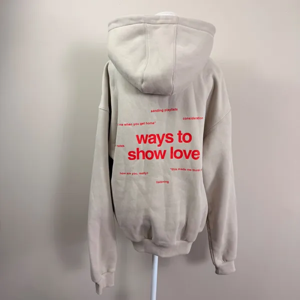 Comfrt Ways to Show Love Hoodie Sand Beige Overesized Size Small - Image 3