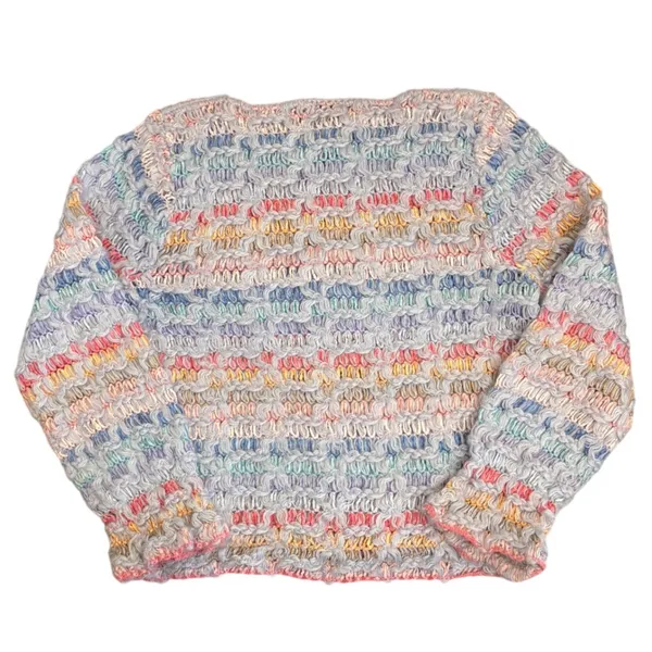 VTG 80s Bonnie and Bill Pastel Rainbow Textured‎ Open Knit Sweater Granny Small - Image 4