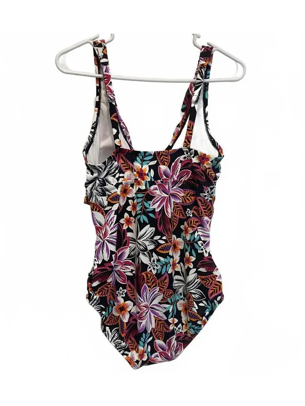 Jantzen Black Floral Ruffle One Piece Swimsuit Size 10 - Image 2