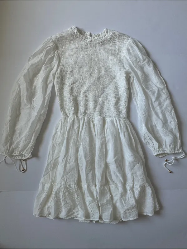 Selfie Leslie Secret Garden Long Sleeve Smocked Bodice Dress White Size XS NWT - Image 2