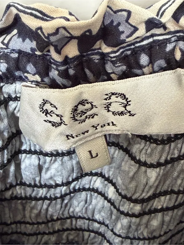 Sea NY Jasper Tiered Maxi Poplin Cotton Dress Puff Sleeve Square Neck Size Large - Image 5