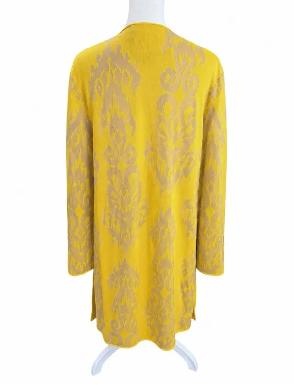 Rara Avis by Iris Apfel Yellow Ikat Duster Cardigan XL Tassel Art to Wear - Image 4
