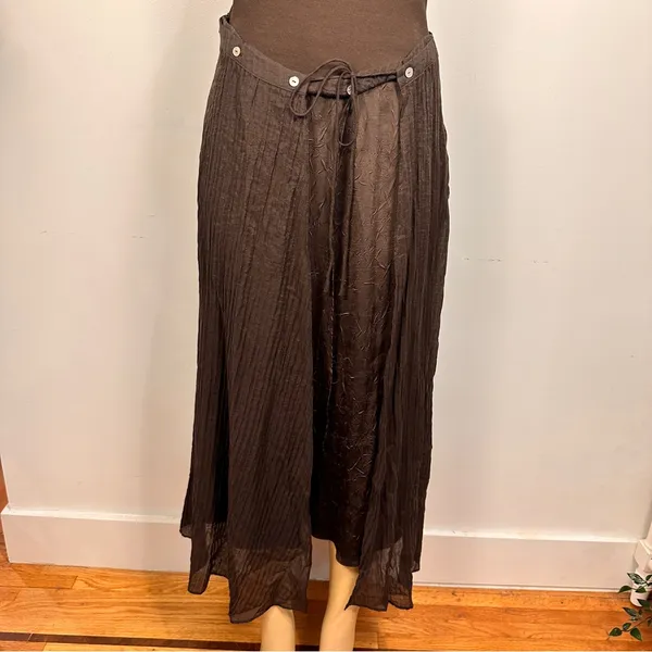 Zara Mixed Pareo Tank Dress Sz M Brown Skirt Overlay Faux Wrap - Image 4