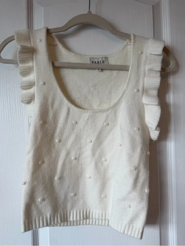 Able Cream Knit Top with Pom Texture - Image 2