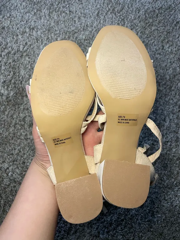 Lulus Nude Strappy Wraparound Heels – Size 7.5 - Image 4