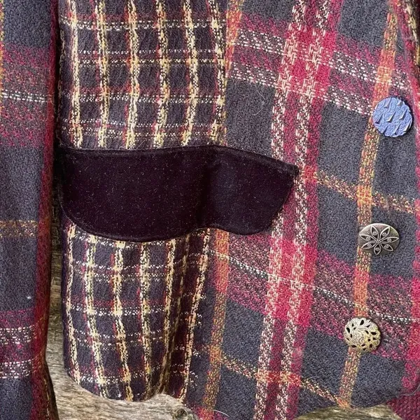 Vintage ZOE size M velvet plaid jacket.Art to wear. - Image 9