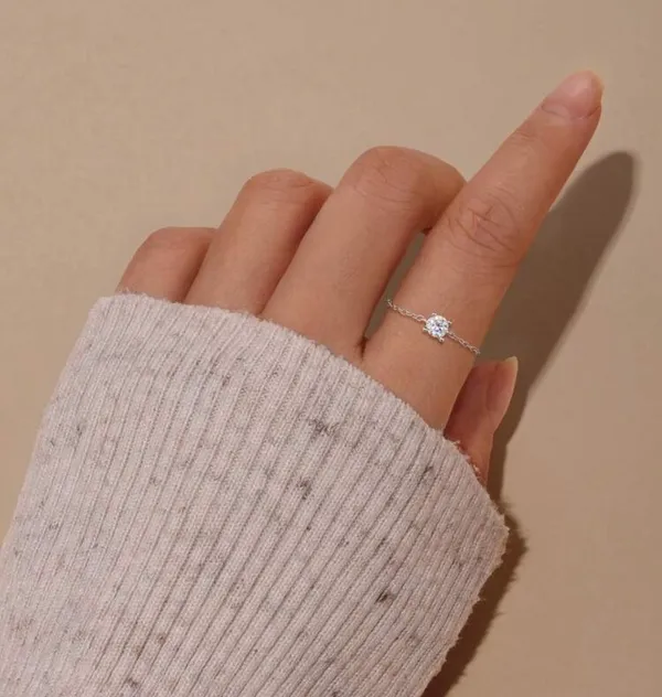 Boutique Sterling Silver 925 Moissanite adjustable ring - Image 5