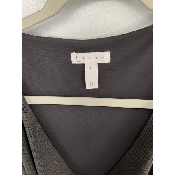 Leith Womens Blouse Cowl Neck Ruched Mesh Sleeveless Dark Gray Large - Image 4