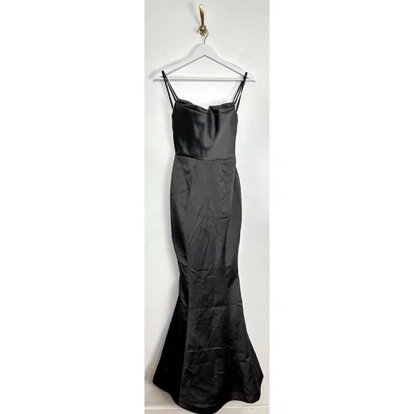 HOUSE OF CB Violette Satin Mermaid Gown in Dark Grey Size X-Small - Image 6