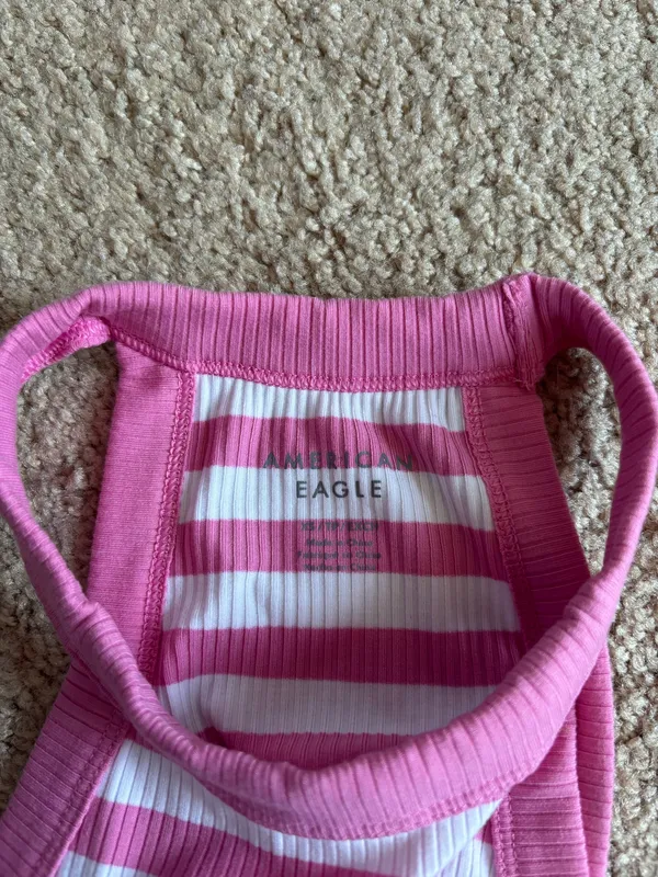 Pink and white stripped tank top Size XS - Image 3