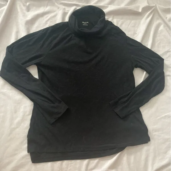 Madewell Whisper Cotton Turtleneck Tee Size Small Black - Image 2