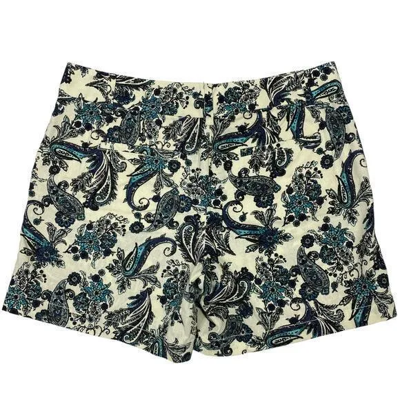 Linen Blend Preppy Shorts 6 Paisley Vacation Dressy Chino Garden Boho‎ Garden - Image 2