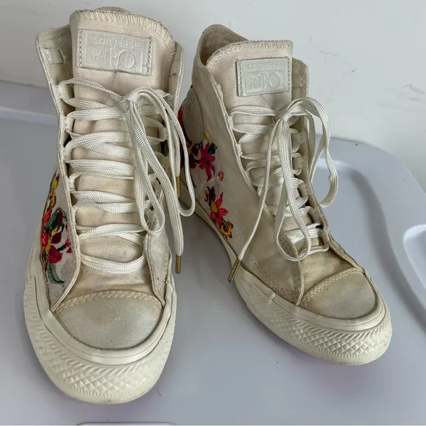 Converse X PatBo Floral High Top Sneakers Sz 5 Lace Up Embroidered - Image 8