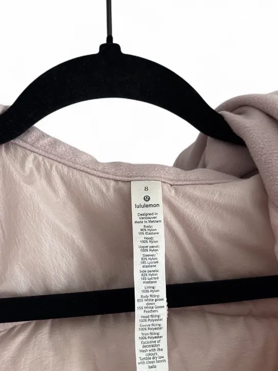 Lululemon Down For It All Jacket Porcelain Pink Lightweight Puffy Coat Size 8 - Image 10
