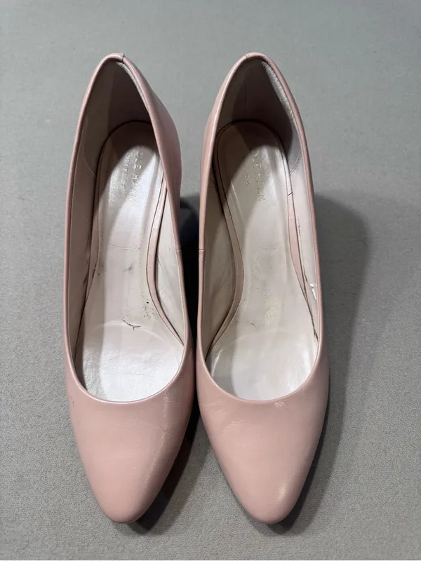 Cole Haan Nude Leather Mid Heel Pumps - Image 3