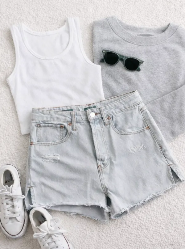 Wild Fable Light Wash High Rise Denim Shorts Size 2 Distressed Raw Hem - Image 2