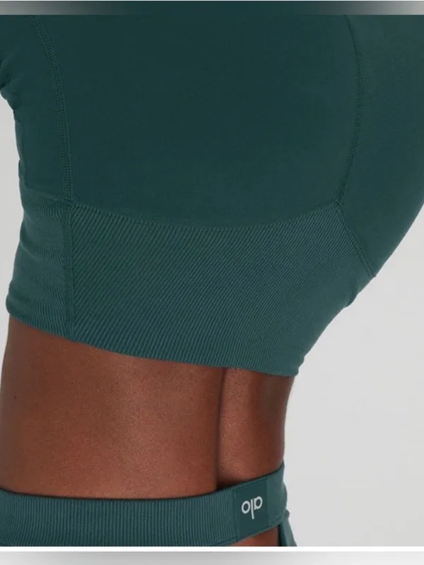 Lululemon Alo yoga High-Waist Alosoft Lounge Leggings midnight green large ribbed waist - Image 5