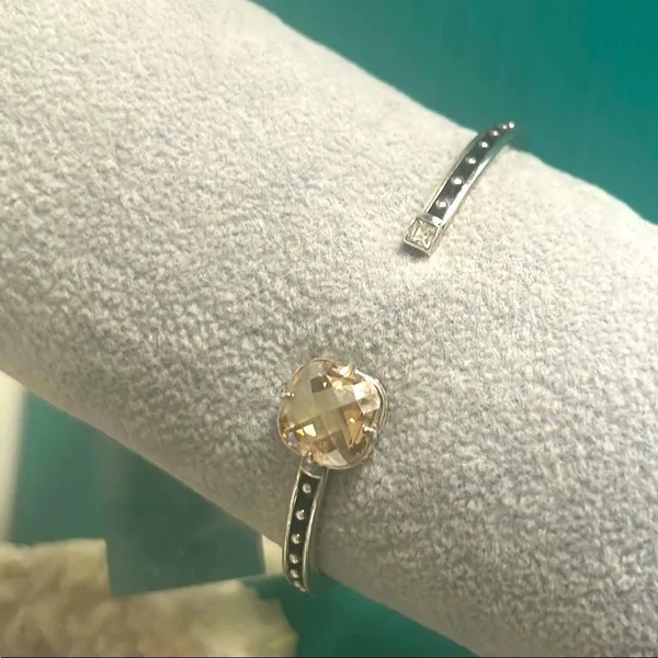 Brighton "Caviar True Colors" Hinged Bangle Cuff Champagne Cushion Cut Swarovski - Image 2