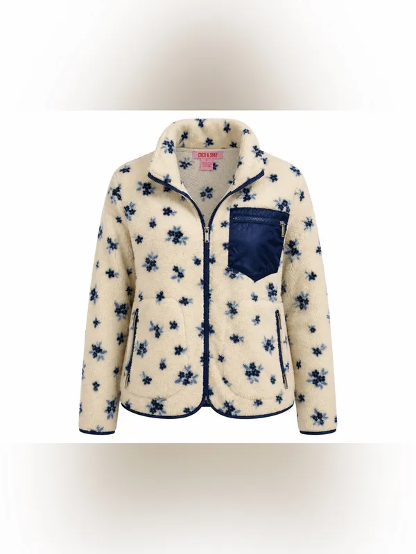 Coco + Shay Floral Sherpa Full Zip Fleece Jacket Women’s Small - Image 2